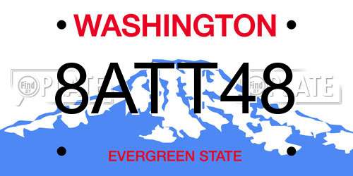 8ATT48 Washington License Plate