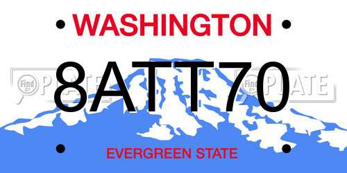 8ATT70 Washington License Plate