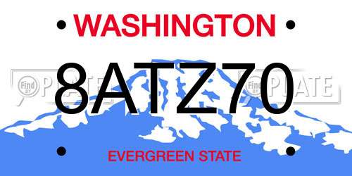 8ATZ70 Washington License Plate