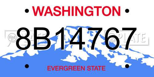 8B14767 Washington License Plate