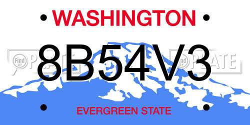 8B54V3 Washington License Plate