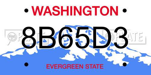 8B65D3 Washington License Plate