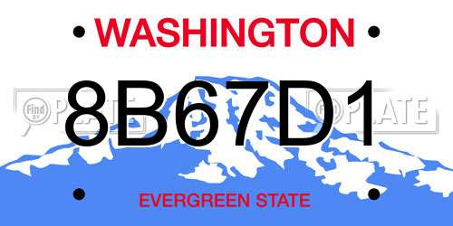 8B67D1 Washington License Plate