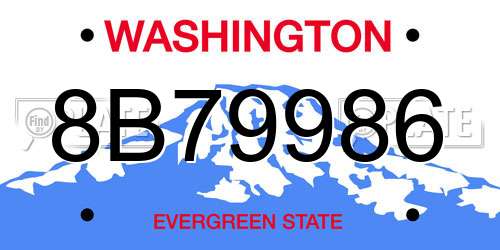 8B79986 Washington License Plate