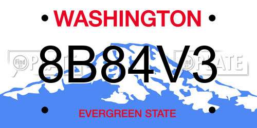 8B84V3 Washington License Plate