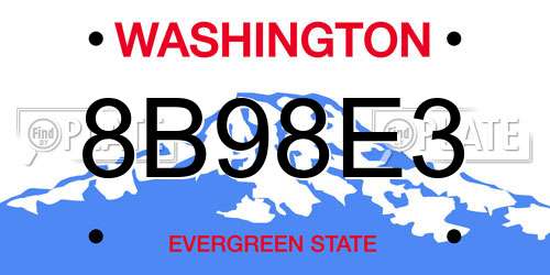 8B98E3 Washington License Plate