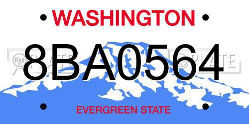 8BA0564 Washington License Plate
