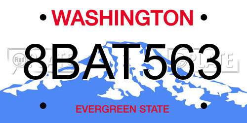 8BAT563 Washington License Plate