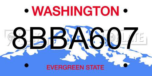 8BBA607 Washington License Plate