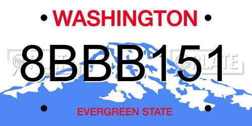 8BBB151 Washington License Plate