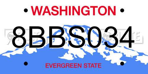 8BBS034 Washington License Plate