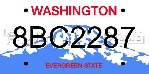 8BC2287 Washington License Plate