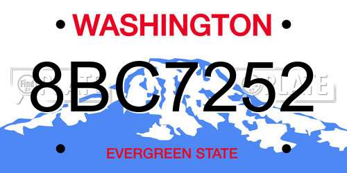 8BC7252 Washington License Plate