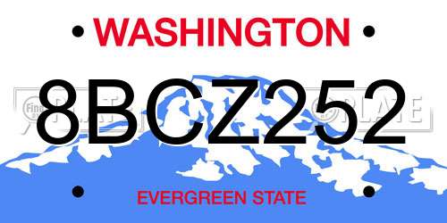 8BCZ252 Washington License Plate