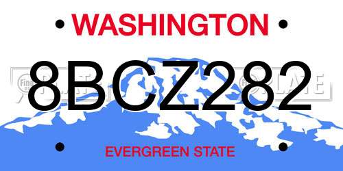 8BCZ282 Washington License Plate