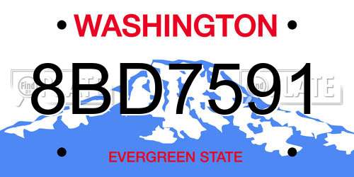 8BD7591 Washington License Plate