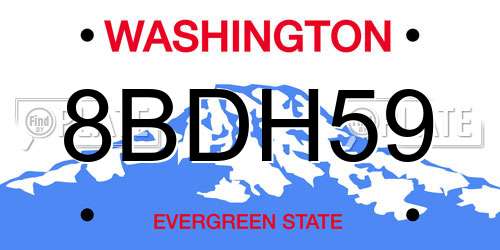 8BDH59 Washington License Plate