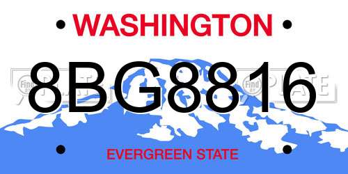 8BG8816 Washington License Plate