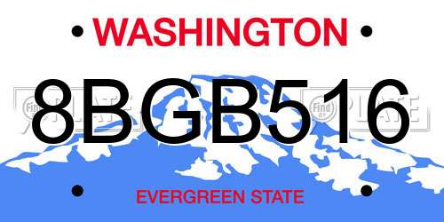 8BGB516 Washington License Plate