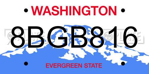 8BGB816 Washington License Plate