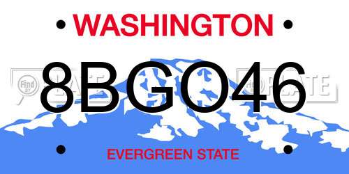 8BGO46 Washington License Plate