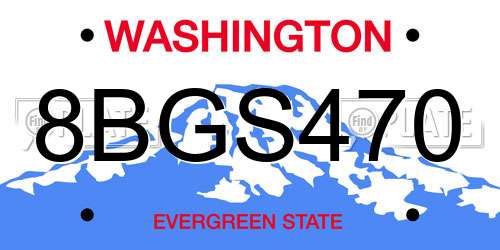 8BGS470 Washington License Plate