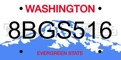 8BGS516 Washington License Plate