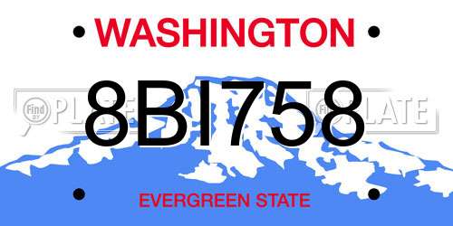 8BI758 Washington License Plate