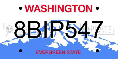 8BIP547 Washington License Plate
