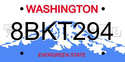 8BKT294 Washington License Plate
