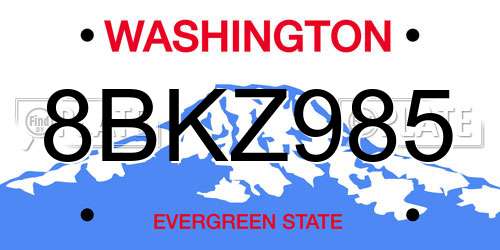 8BKZ985 Washington License Plate