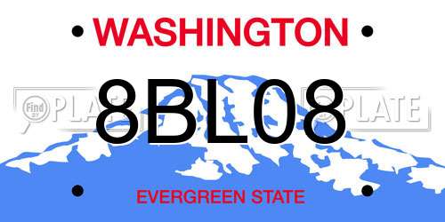 8BL08 Washington License Plate