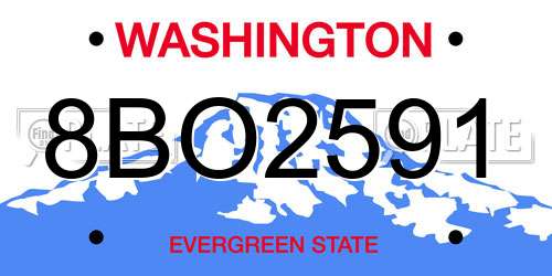 8BO2591 Washington License Plate
