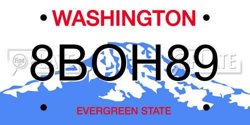 8BOH89 Washington License Plate