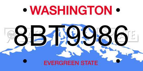 8BT9986 Washington License Plate