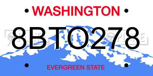 8BTO278 Washington License Plate