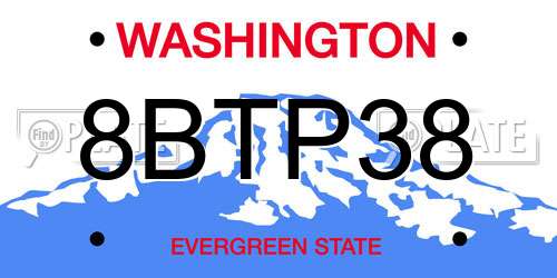 8BTP38 Washington License Plate