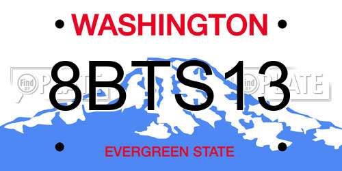 8BTS13 Washington License Plate