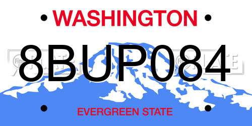 8BUP084 Washington License Plate