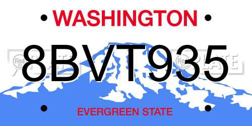 8BVT935 Washington License Plate