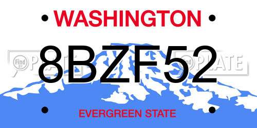 8BZF52 Washington License Plate