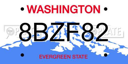 8BZF82 Washington License Plate