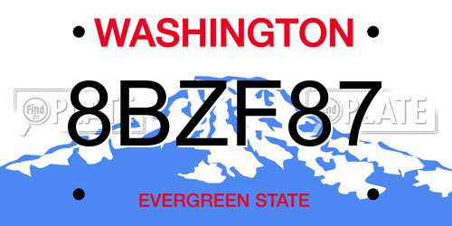 8BZF87 Washington License Plate