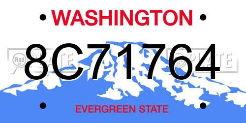 8C71764 Washington License Plate