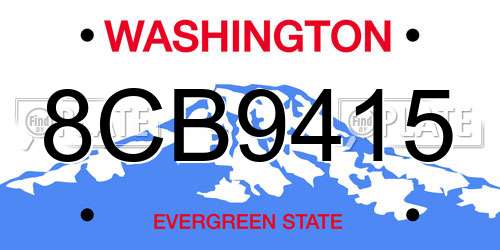 8CB9415 Washington License Plate