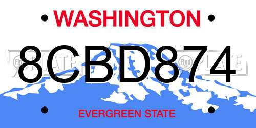 8CBD874 Washington License Plate