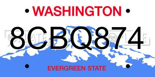 8CBQ874 Washington License Plate