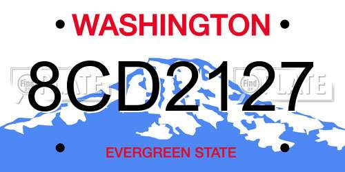 8CD2127 Washington License Plate