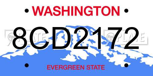 8CD2172 Washington License Plate