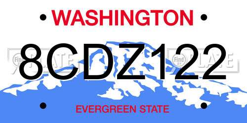8CDZ122 Washington License Plate